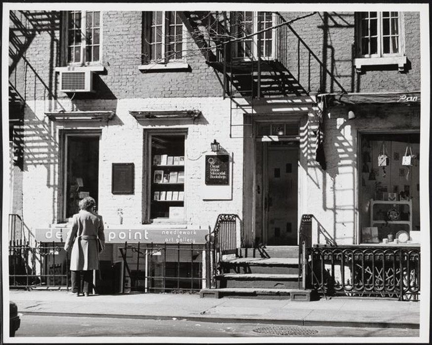 A photograph of the outside of the Oscar Wilde Memorial Bookshop