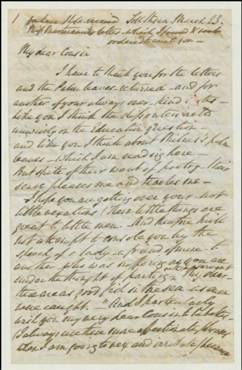 23 March 1844 Letter from John Kenyon to Elizabeth Barrett Browning