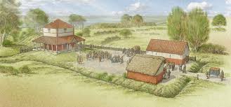 An illustrated image of what a Roman Temple in Greenwich Park may have looked like