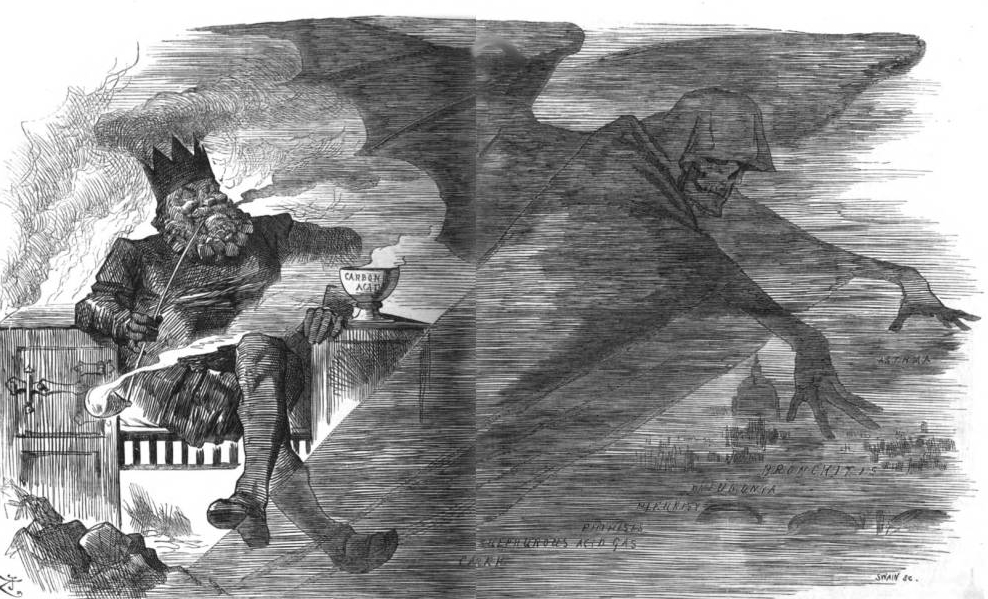 "Old King Coal" and the Fog Demon. Puinch. 1880.