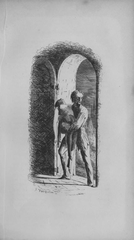 illustration of a man carrying a woman through a door threshhold