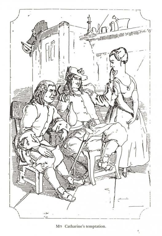 First drawing by Thackeray in the novel, Catherine