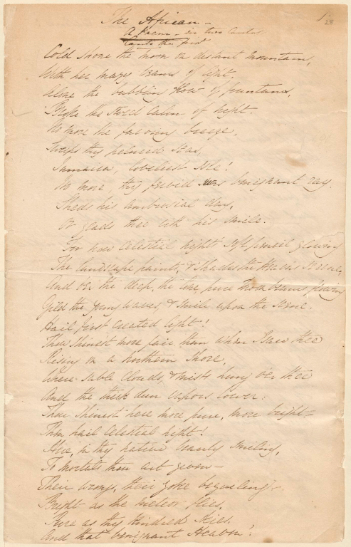 First page of "The African" manuscript.