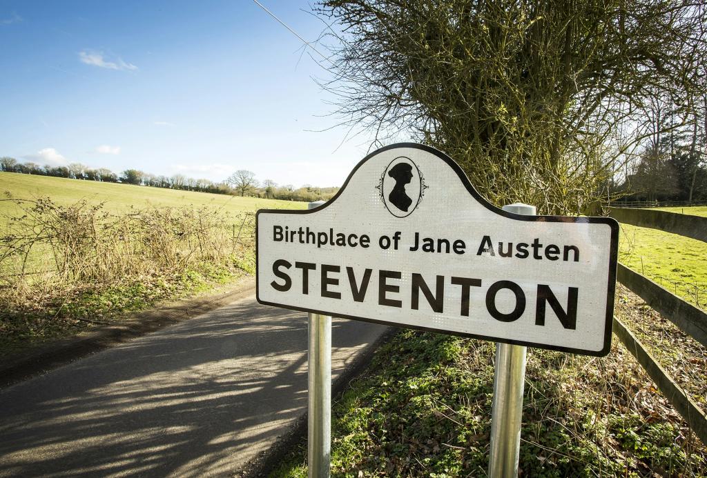 Sign for Steventon, Birthplace of Jane Austen
