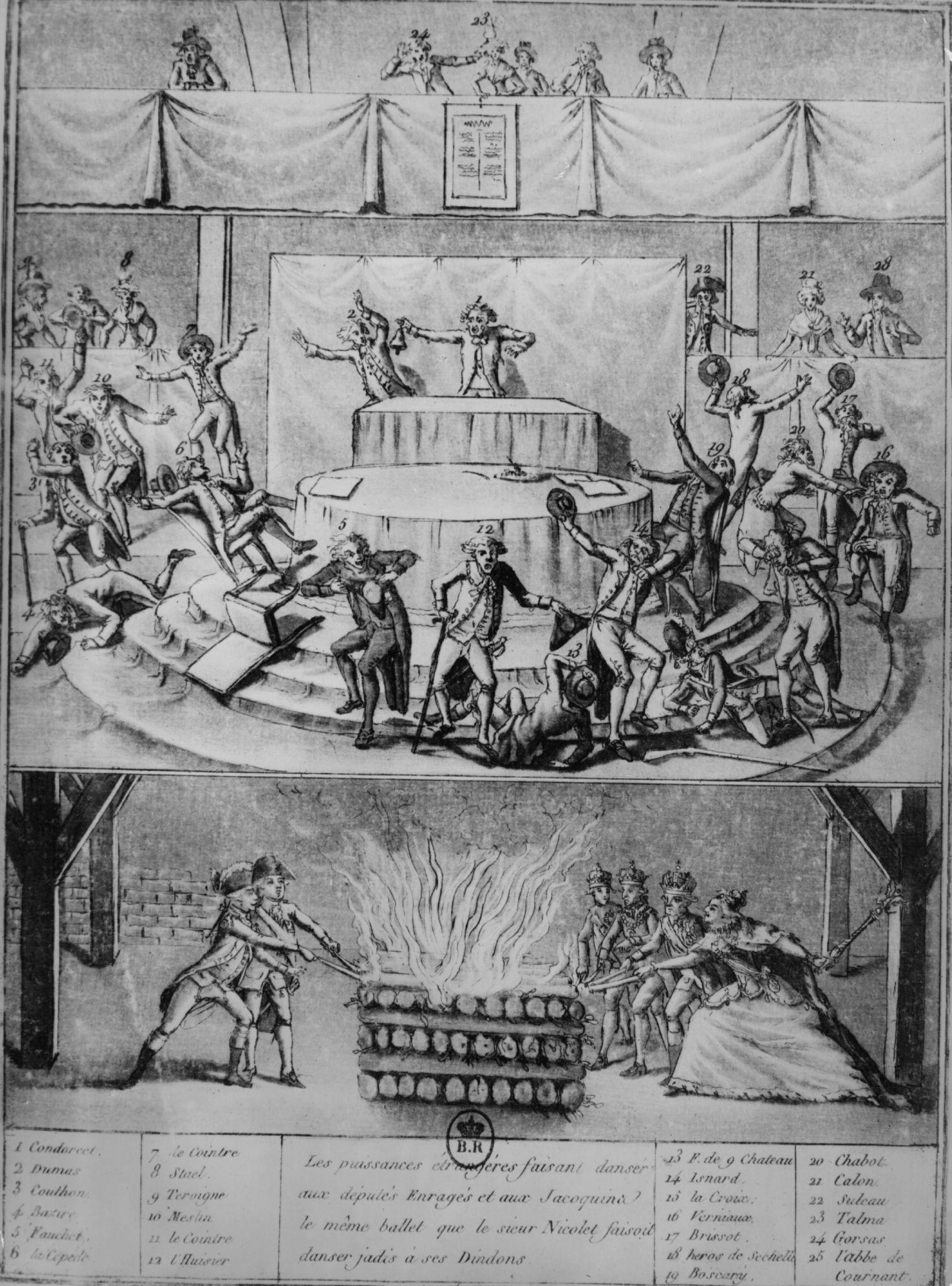 This illustration shows the violence and disorder that emerged during the later stages of the French Revolution, especially during the Reign of Terror.