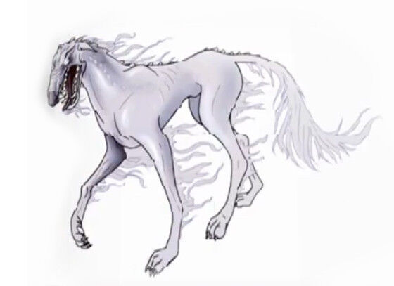 Illustration of a spectral black dog from folklore