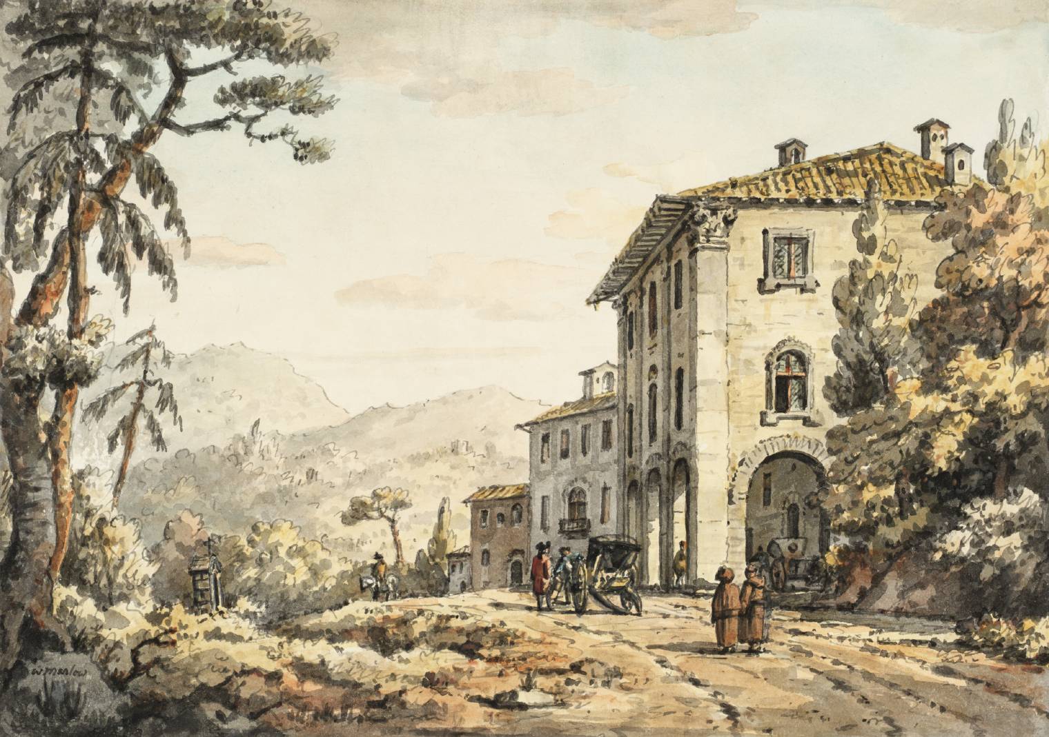 William Marlow, A Post-House Near Florence (1770, watercolor, Tate Images)