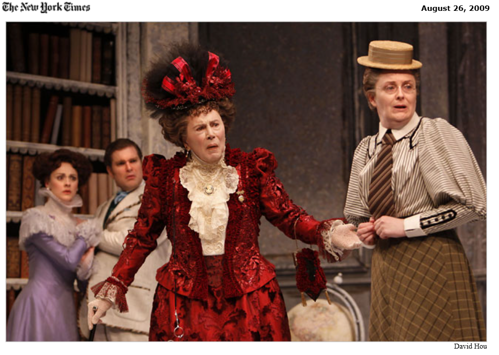 Brian Bedford, foreground, as Lady Bracknell, with, from left, Sara Topham, Ben Carlson and Sarah Dodd at the Stratford Shakespeare Festival in Ontario