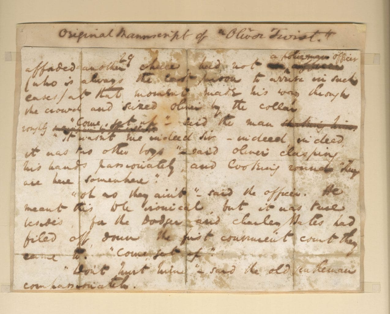 original manuscript of Oliver Twist