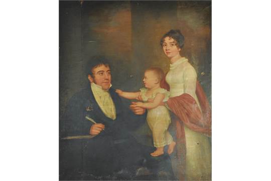 Oil painting of an 18th century family. Unknown artist