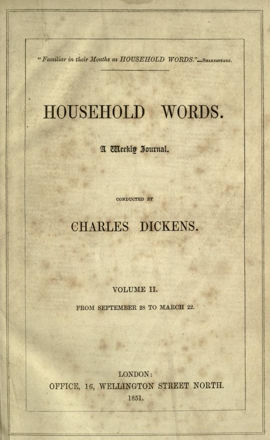 Title page of the first volume of Household Words