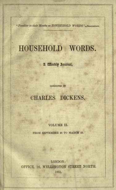 Title page of Charles Dickens's "Household Words."