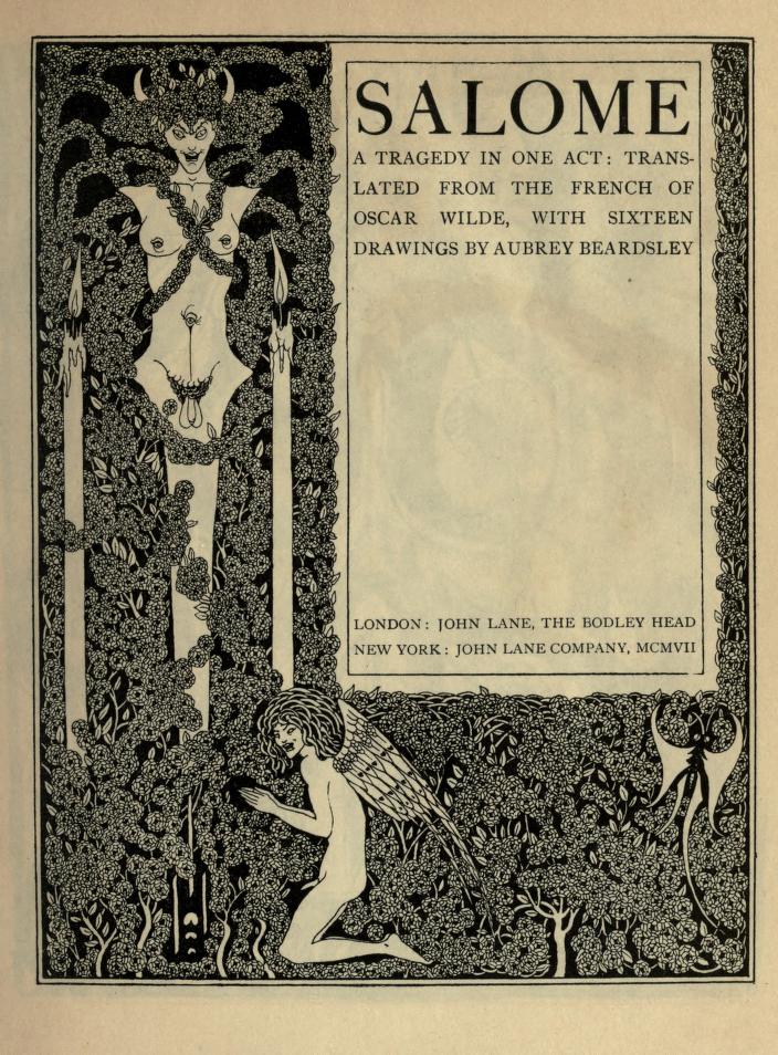 WILDE, Oscar. Salome. London: John Lane, 1912. 8vo (215 x 170mm.) 16  uncoloured plates, all by Aubre