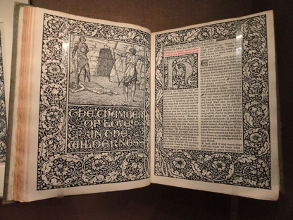 The Well at the World's End, design by William Morris, Hammersmith, Kelmscott Press, 1896. Manuscript exhibit in the National Gallery of Art, Washington, DC, USA. Wikimedia Commons
