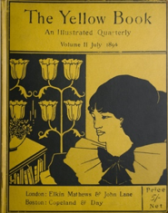 Aubrey Beardsley's cover design for The Yellow Book, vol 2 (July 1894). Yellow Nineties Online. Public Domain.