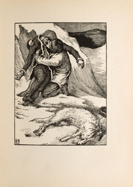 "Sweyn's Finding." Illustration by Laurence Housman, wood engraved by Clemence Housman, for The Were-Wolf (1896) 