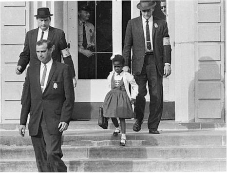 Ruby Bridges escorted out of William Frantz Elementary School, 1960 Ruby Bridges escorted out of William Frantz Elementary School, 1960