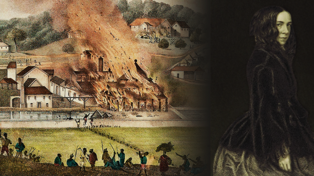 "Destruction of the Roehampton Estate," Adolphe Duperly (1833);&nbsp;Portrait of Elizabeth Barrett Browning from&nbsp;The Poetical Works of Elizabeth Barrett Browning&nbsp;(London,1889-90)