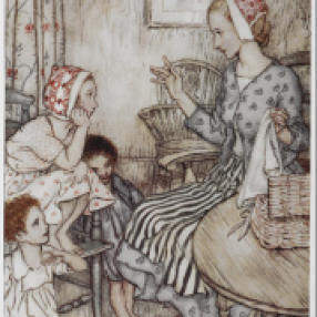 An interpretive illustration by Arthur Rackham for the ending of"Goblin Market". 