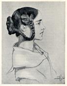 Pencil portrait of Christina Rossetti in Profile, age 15