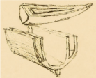 A sketch of a double hull ship, which, as the name implies, has two concentric hulls.