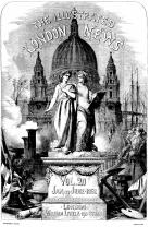 Cover page showing the sister arts, painting and writing, on a pedestal with Dome of St Paul's in background
