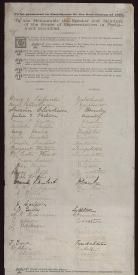 An image of New Zealand's Women Suffrage Petition Roll that was submitted to Parliament on July 28th, 1893 which includes the beginning of over 25,519 names that signed the suffrage petition