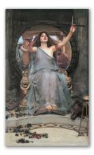 In this painting we can see circe sitting in her throne, with a powerful pose, surrounded by lions