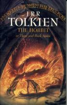 Cover of the book "The Hobbit", where a dragon can be seen occupying almost all the space of the cover
