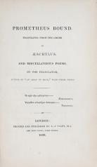 The title page of Prometheus Bound.