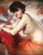 Marian Slugocki"s 1908 Awakening Spring , Frederic Leighton’s 1895 Flaming June, Francois Bonnardel's 1920 Le Coussin Rouge