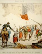 Painting of the Barricade of Place Blanche being defended by women during the Bloody Week