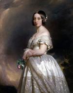 Queen Victoria, 1847, by Franz Xaver Winterhalter (1805-73). (Royal Collection). This image shows Queen Victoria on her wedding day, wearing the new and elaborate Honiton lace.