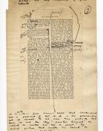 Folio 9 contains a full page (p.9) from the Blackwood's 1889 printing glued down onto a notebook page. Wilde's annotations are both on the Blackwood's page and additions in the top and bottom margins of the notebook page.