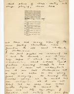 Folio 17 contains a brief continuation of the handwriting from folio 16 followed by a cutout from one column of the upper right portion of p. 12 of the Blackwood's 1889 printing glued down onto the notebook page. Wilde makes annotations on the Blackwood's cutout. Wilde's addition below the cutout is nearly the same text as that in the Blackwood's version.