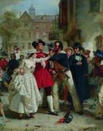 A groom and bride heading to the courthouse are interrupted by another man. 