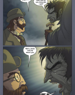 A well-dresed man is yelled at by an evil, more monstrous-looking man.