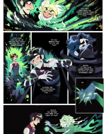 A man is conversing with a more evil-looking version of himself as he is slowly ensnared in bonds.