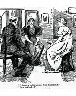 Helen, Lota, and the lawyer sit in a circle inside.