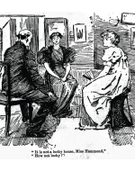 Helen, Lota, and the lawyer sit in a circle inside.