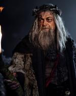 The Ghost of Christmas Past stands with a torch.