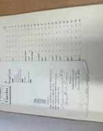 The cover of the edition includes the decorative design of pillars and arches with flowers, along with the title and information on the piece, Page of the musical score which includes a footnote from Fitzgerald's translation, Cover of the program