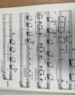 The cover of the edition includes the decorative design of pillars and arches with flowers, along with the title and information on the piece, Cover of the Leaflet, rested inside the score, First page of the score