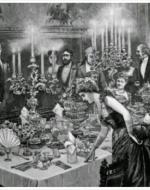 Illustration of grand dinner party