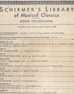 From the back cover, a list of songs available in Schirmer's Library of Musical Classics