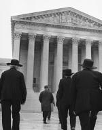 This is a photo of Amish men walking into the U.S. Supreme Court