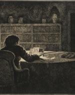 The Raven and Poe Etching