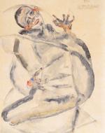 Schiele, Egon. I shall endure for art and for the happiness of my lover. Self Portrait in Jail. 1912. 