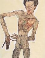 Self-portrait grimacing