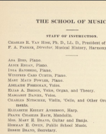 From the University of Wisconsin Catalogue 1904-1905 a half page describing School of Music Instructor Staff